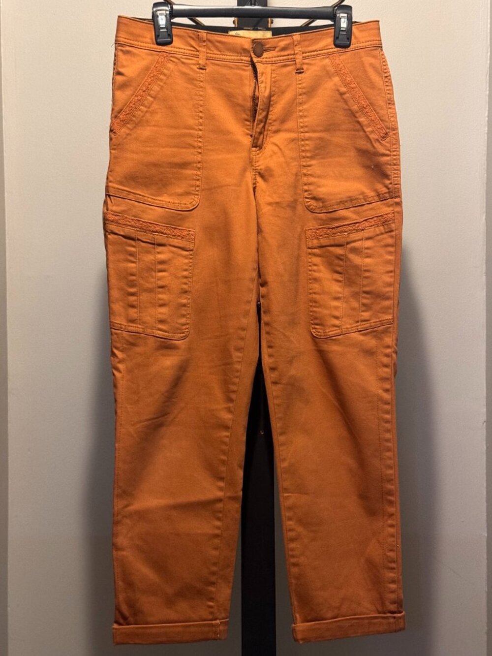 Democracy Women’s Size 8 Rust Orange Cargo Utility Pants Ankle